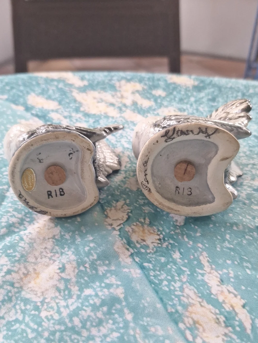 Vintage Ceramic Rooster Salt and Pepper Shaker Set - White and Red